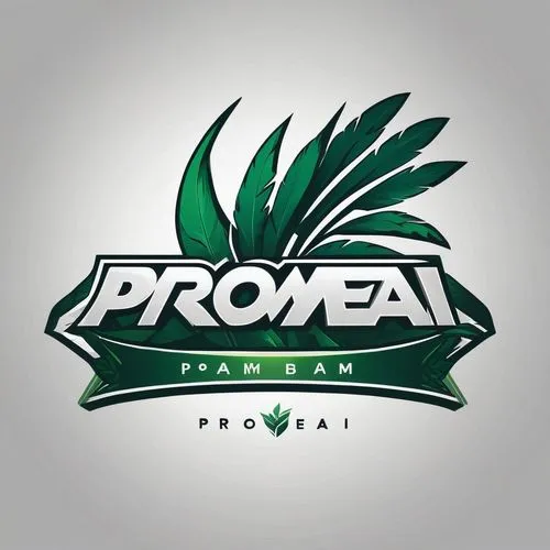 Logo for Promeai on the theme of palm branch, front view, e-sport logo, ed mcguinness style, bold contour,proteam,provident,provincial,prempro,promega,prefectural,arrow logo,projectra,prosperindo,prop