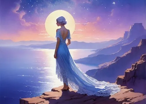 rem in arabian nights,allura,kamille,lapis,cyclades,blue moon rose,somnus,marth,blue moon,azura,katara,lufia,pelleas,aladdin,amphitrite,rosalina,eckankar,lazuli,moonlight,inanna,Illustration,Paper based,Paper Based 23