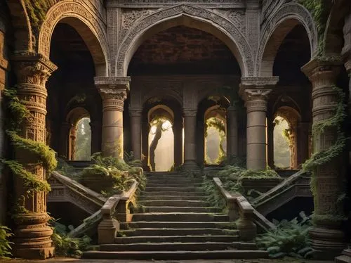 hall of the fallen,cloister,labyrinthian,theed,archways,chhatris,pillars,ruins,cloisters,mausoleum ruins,crypts,sepulchres,rivendell,ruin,arches,cloistered,monastery,columns,abandoned place,doorways,Unique,Paper Cuts,Paper Cuts 04