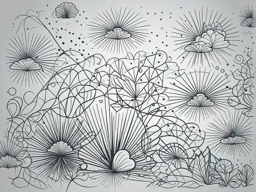 an abstract drawing of a pattern of clouds and grass,hypergraph,tangle,attractors,topologies,hypergraphs,neural network,Illustration,Black and White,Black and White 04