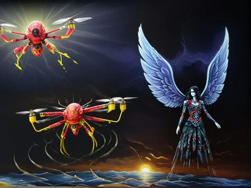 three different kinds of remote control,cyberangels,karakhanids,songhai,zodiacs,angels of the apocalypse,destoroyah,Illustration,Realistic Fantasy,Realistic Fantasy 25