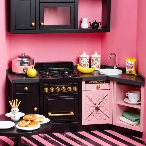 doll kitchen,vintage kitchen,dark cabinets,kitchenette,star kitchen,tile kitchen