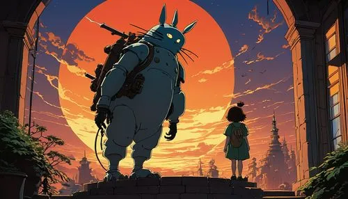 studio ghibli,ghibli,house silhouette,chomet,dullahan,flcl,Conceptual Art,Sci-Fi,Sci-Fi 19