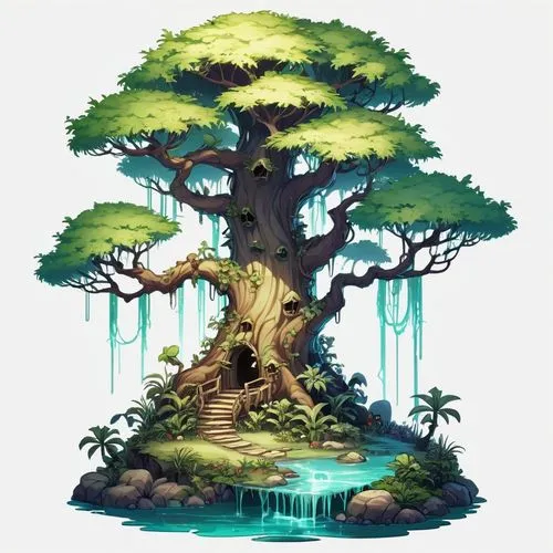 baobab,maplestory,tropical tree,baobabs,yggdrasil,dragon tree,Illustration,Abstract Fantasy,Abstract Fantasy 11