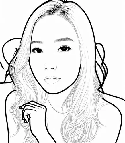 the young woman's portrait is outlined in a line,uncolored,ailee,angel line art,eyes line art,rotoscoped,Design Sketch,Design Sketch,Rough Outline