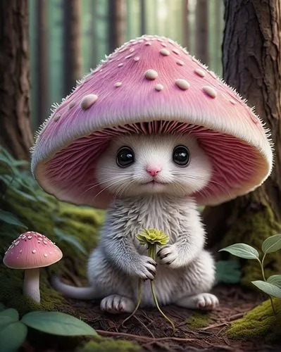 mushroom hat,toadstool,forest mushroom,mushroom landscape,toadstools,small mushroom,tree mushroom,mushroom,champignon mushroom,blossom kitten,mushroom type,lingzhi mushroom,club mushroom,anti-cancer mushroom,cute cartoon character,cloud mushroom,forest mushrooms,situation mushroom,amanita,mushrooms,Illustration,Realistic Fantasy,Realistic Fantasy 41