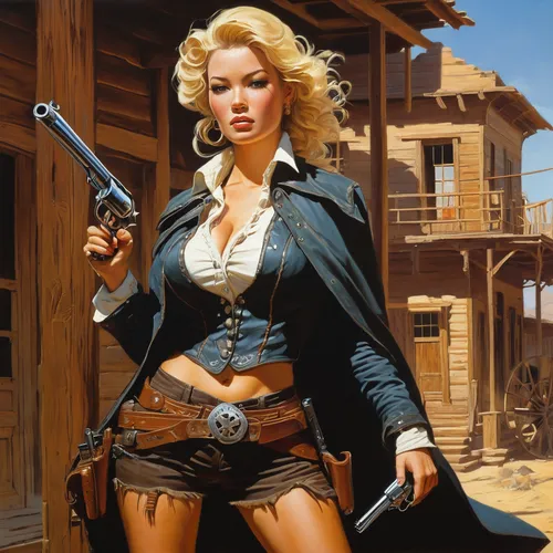 girl with gun,girl with a gun,woman holding gun,holding a gun,gunfighter,smith and wesson,wild west,femme fatale,cowgirl,cowgirls,sheriff,gunsmith,policewoman,blonde woman,western,pistols,combat pistol shooting,target shooting,western film,gun holster,Conceptual Art,Fantasy,Fantasy 15