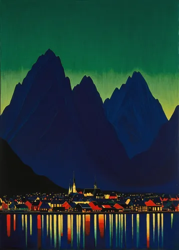 Skyline of Reine in the evening | abendliche Skyline von Reine,matruschka,sognefjord,night scene,dachstein,fjord,watzmann,ramsau,olle gill,flåm,fjords,lysefjord,berchtesgaden,nordland,lofoten,bodø,tat