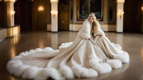 a floor-length dress,cruella de ville,suit of the snow maiden,the snow queen,wedding gown,cruella