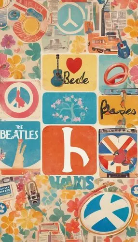 peace symbols,vintage wallpaper,vintage labels,beatles,60s,hippie fabric,scrapbook paper,vintage background,beach towel,logos,fifties records,vintage papers,scrapbook background,playmat,japanese labels,1960's,french digital background,school folder,wall sticker,patterned labels,Illustration,Japanese style,Japanese Style 19