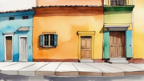 burano,houses clipart,burano island,watercolor shops,shophouses,adobes