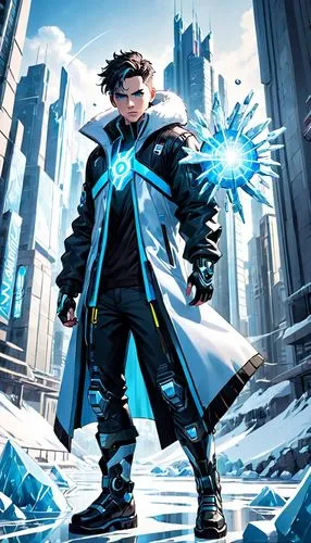 iceman,gear shaper,yukio,infinite snow,sigma,cg artwork,syndrome,monsoon banner,sci fiction illustration,zefir,magus,blue snowflake,cleanup,electro,ice,background image,powerglass,metaverse,ice planet,father frost,Anime,Anime,General