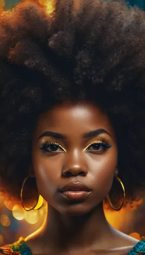  (afro girl),afro-american,afroamerican,afro american girls,safflower,afro american,african american woman,african woman,afro,fire background,fantasy portrait,digital painting,world digital painting,d