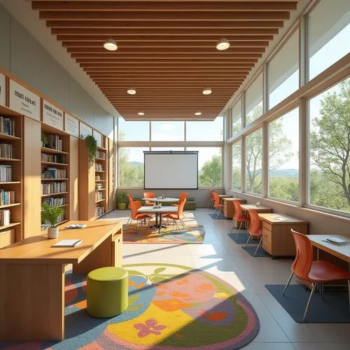 school design,children's interior,reading room,library,study room,lecture room,collaboratory,classrooms,oclc,children's room,daylighting,schoolroom,classroom,libraries,hallward,prekindergarten,public library,lecture hall,kidspace,montessori,Photography,General,Realistic