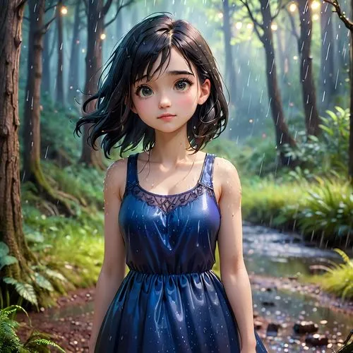 a girl in a dress,girl with tree,girl in a long dress,girl in the garden,little girl fairy,ballerina in the woods,in the forest,coraline,dress doll,young girl,world digital painting,bjd,female doll,cute cartoon character,alita,arrietty,fairy tale character,digital painting,renmei,forest walk,Anime,Anime,Cartoon