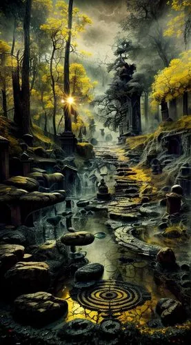 fantasy landscape,angkor,ancient city,pashupatinath,post-apocalyptic landscape,ellora,flooded pathway,fantasy picture,pashupatinath temple,lagoon,yashima,tongli,parasnath,world digital painting,shalott,labyrinthian,manjushri,lost place,futuristic landscape,mahabodhi