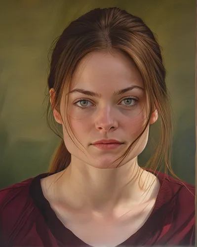 portrait of woman 21-year-old, (Catherine McCormack:1.3) open dark-auburn-hair, inquisitive expression,oil painting,girl portrait,oil painting on canvas,portrait of a girl,mystical portrait of a girl,