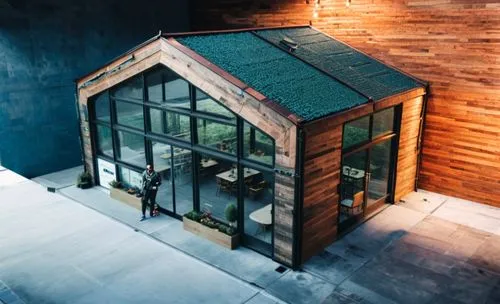 Local gastronómico
METAL ROOF
iron + wood + glass
jardinería vertical,an open airy room with wooden walls and glass,cubic house,garden shed,frame house,timber house,wooden sauna,shed,Photography,Gener