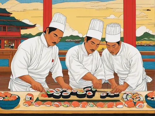 gimbap,sushi set,korean royal court cuisine,nabemono,sushi art,sushi japan,japanese cuisine,oriental painting,yatai,teppanyaki,cool woodblock images,tea ceremony,kaiseki,korean cuisine,khokhloma painting,asian cuisine,korean chinese cuisine,korean culture,japanese art,izakaya,Conceptual Art,Oil color,Oil Color 14