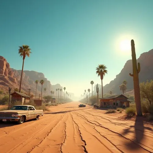 street canyon,route 66,desertlike,dusty road,desert desert landscape,the desert,wastelands,sunnyland,landfair,desert run,desert landscape,barstow,bonneville,palmdale,desert safari,desert,tropico,kernville,bogart village,classic car and palm trees,Photography,General,Realistic