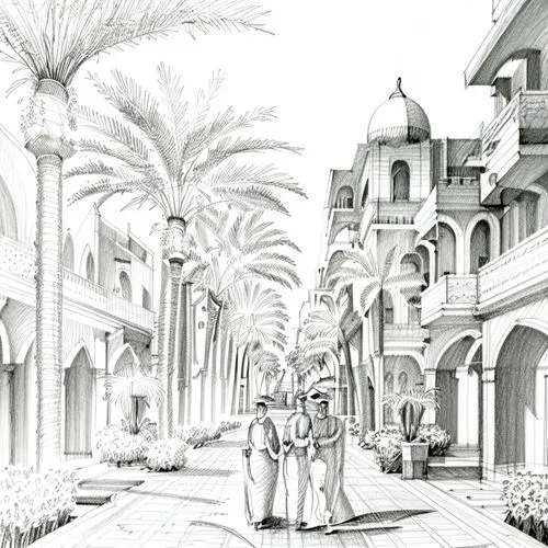 qasr al watan,nizwa souq,caravanserai,nizwa,king abdullah i mosque,qasr al kharrana,madinat,quasr al-kharana,rem in arabian nights,caravansary,souq,riad,islamic architectural,al nahyan grand mosque,karnak,ibn tulun,al qudra,omani,souk,persian architecture,Design Sketch,Design Sketch,Pencil Line Art