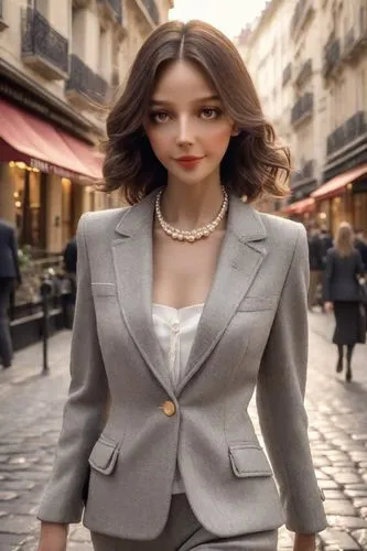 Head forward, eyes bright, looking up, confident and happy, full body photo, wearing shoes, walking,parisienne,businesswoman,business woman,parisian,business girl,paris shops,bompard,parisii,maxmara,m