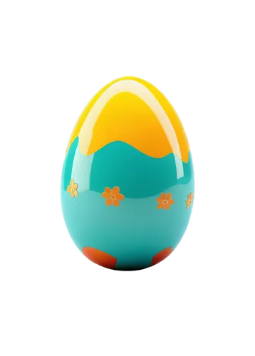 Easter egg, cartoon style, colorful, shiny surface, decorated with flowers, 3D rotation, solo, morning light, soft focus, warm color tone, panoramic view, 1024x768 resolution, transparent background.,