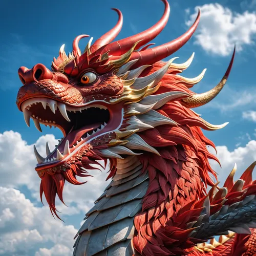 red chinese dragon in the sky, blast from mouth,chinese dragon,dragon li,golden dragon,painted dragon,dragon,dragon of earth,chinese water dragon,dragon design,wyrm,dragon fire,fire breathing dragon,d