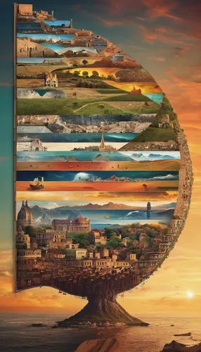 Travel through different eras as you create a mesmerizing timeline graphic with AI technology.,costa concordia,porthole,panoramical,circular puzzle,stargate,360 ° panorama,360 °,globe,world digital pa