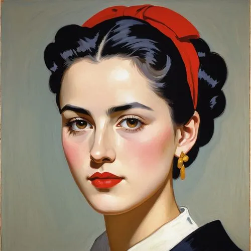 tretchikoff,portrait of a girl,vintage female portrait,kahlo,young woman,woman portrait,Art,Artistic Painting,Artistic Painting 40