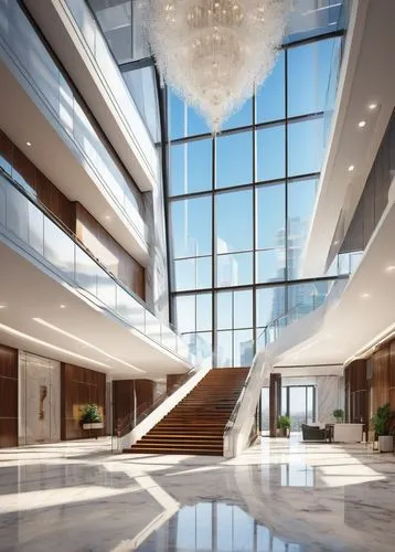 luxury home interior,penthouses,interior modern design,lobby,atriums,luxury hotel,hotel lobby,modern office,contemporary decor,daylighting,atrium,glass facade,3d rendering,hotel hall,luxury property,glass wall,foyer,interior design,cochere,largest hotel in dubai,Illustration,Abstract Fantasy,Abstract Fantasy 04