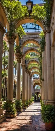 colonnades,gaylord palms hotel,wintergarden,colonnade,atriums,breezeway,porticos,mizner,winter garden,galleria,stonebriar,pergola,walkway,courtyards,opryland,peristyle,porticoes,philbrook,inside courtyard,biltmore,Illustration,American Style,American Style 06