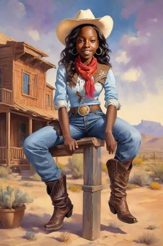 american frontier,wild west,cowgirl,african american woman,countrygirl,western,western riding,afro-american,country-western dance,stagecoach,heidi country,rodeo,cowboy beans,western pleasure,cowgirls,texan,wild west hotel,woman of straw,western film,sheriff,Digital Art,Impressionism