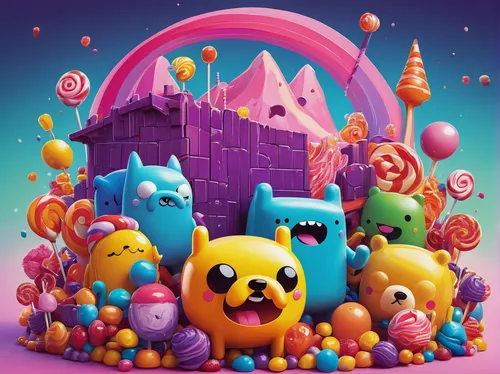 candy cauldron,candy crush,3d fantasy,colorful balloons,gummybears,bonbon,fantasy city,candies,children's background,fantasy world,candy pattern,candy store,candy,animal balloons,donut illustration,kawaii animals,cinema 4d,lego pastel,colorful city,color dogs,Conceptual Art,Sci-Fi,Sci-Fi 22