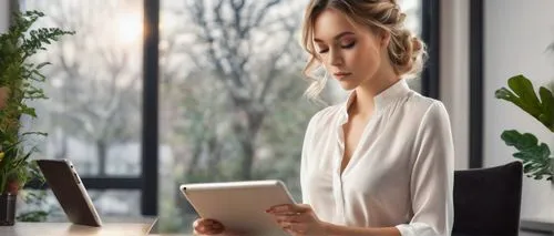 blonde woman reading a newspaper,blur office background,publish e-book online,girl at the computer,distance learning,naturallyspeaking,online business,tablets consumer,bussiness woman,girl studying,office worker,receptionist,digitizing ebook,work from home,establishing a business,secretarial,holding ipad,online advertising,businesswoman,women in technology,Photography,Artistic Photography,Artistic Photography 04