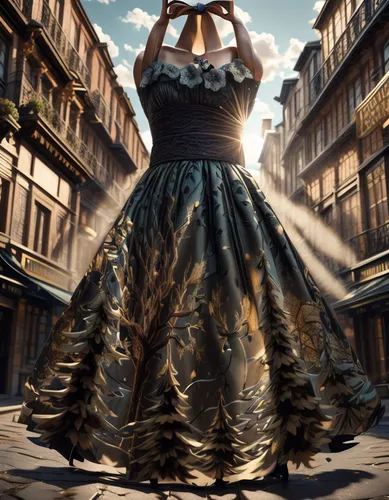 hoopskirt,a girl in a dress,overskirt,ball gown,photo manipulation,digital compositing,skirt,evening dress,flamenco,girl in a long dress,torn dress,dress shop,vintage dress,dressmaker,photomanipulation,image manipulation,fashion street,mystical portrait of a girl,girl in a historic way,tulle