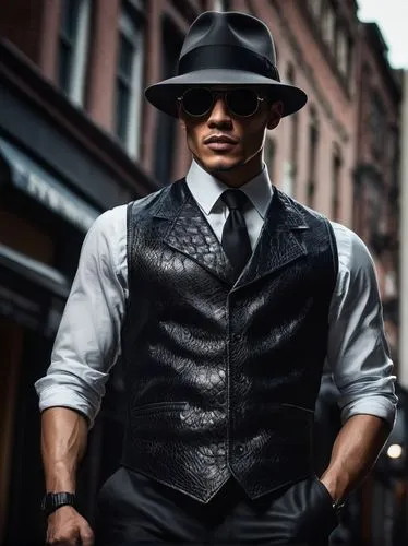 black businessman,samourai,fishburne,oddjob,morpheus,a black man on a suit,reddington,taghmaoui,magasiva,mohombi,fedora,black hat,haberdasher,eubank,capone,stroheim,waistcoat,nucky,men's suit,borsalino,Photography,Fashion Photography,Fashion Photography 07