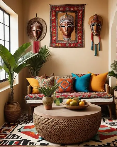 moroccan pattern,boho art style,interior decor,bohemian art,kilim,ethnic design,african art,contemporary decor,interior decoration,boho art,decor,wall decor,southwestern,modern decor,burkina,sitting room,wall decoration,marrakesh,morocco,marocco,Illustration,Realistic Fantasy,Realistic Fantasy 10