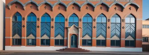 a building that has many different glass windows,alsammarae,zaytuna,qub,al nahyan grand mosque,islamic architectural,synagogue