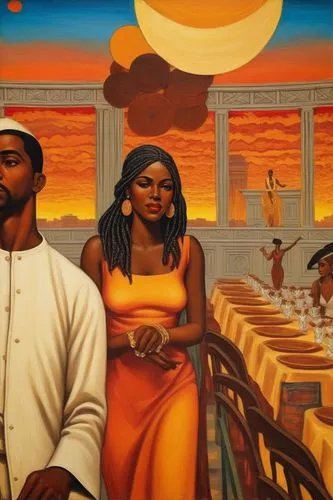 kemet,orishas,miseducation,afrofuturism,fugees,nuwaubians,umoja,israelites,black couple,nubians,sankofa,taharqa,murals,colescott,israelite,nubian,afrocentrism,freedmen,juneteenth,imhotep,Illustration,Realistic Fantasy,Realistic Fantasy 21