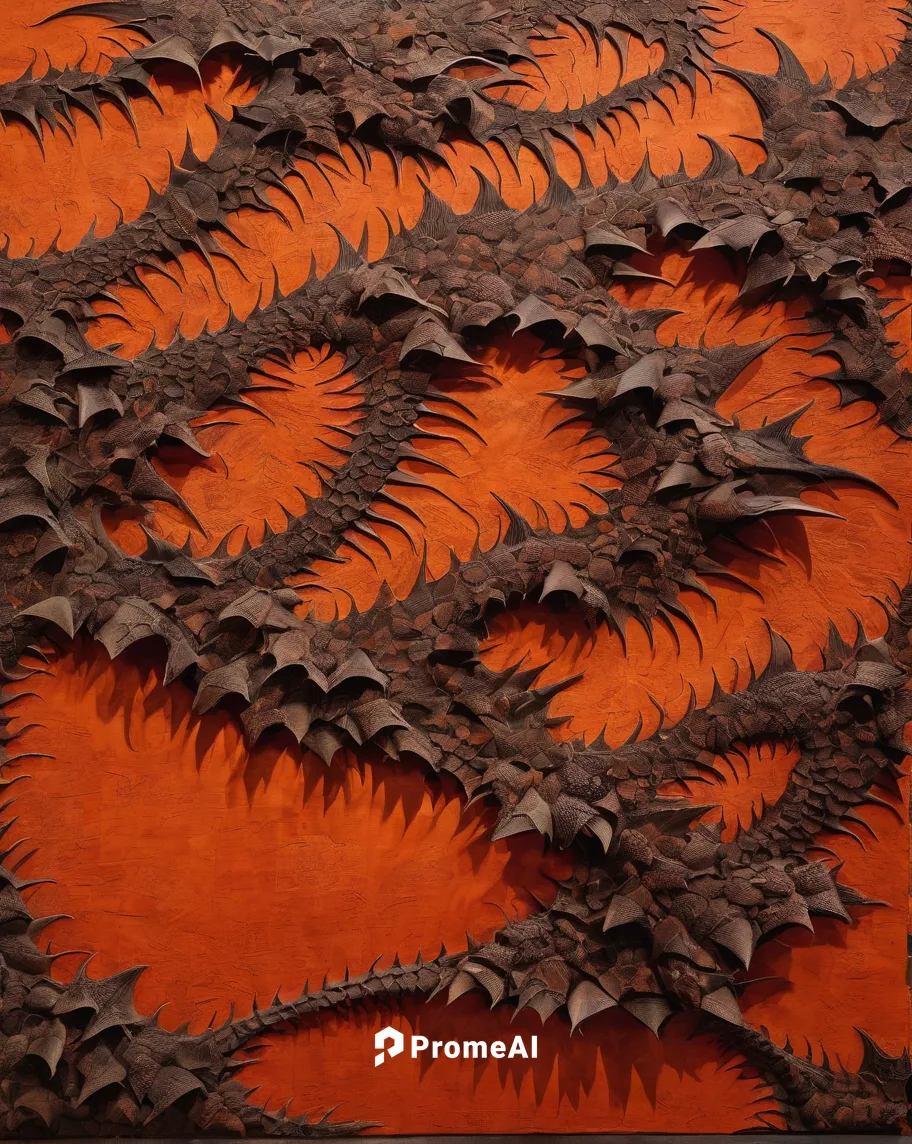 Imagine a fantasy world where dragons have massive, flame-colored tail fins that can be seen from miles away.,dried leaves,embroidered leaves,qin leaf coral,chestnut leaves,leaf ribs,autumn leaf paper