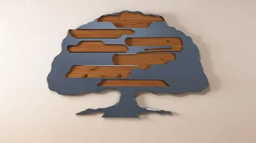 a tree wall decor made of wood and metal ,a metal tree decoration hangs on the wall,penny tree,cardstock tree,tree signboard,treewidth,tree slice,cut tree,Photography,General,Realistic