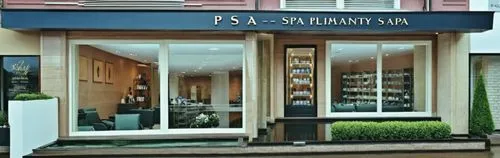 spa facade luxury beauty salon, well-stocked makeup store, luxury eyelash and nail art spa pleasant atmosphere with many plants bright sign
,a storefront window displaying several shelves and books,go