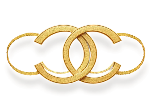 Chanel logo, luxury brand, golden font, interlocking CC, elegant, sophisticated, metallic material, reflective surface, close-up shot, 1/2 composition, soft focus background, warm lighting, high-end p