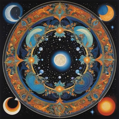 planetary system,copernican world system,cosmopolite,mantra om,solar system,dharma wheel,circumlunar,blue spheres,earth chakra,nakshatras,cosmography,stargates,centering,upanishad,cosmology,celestial bodies,novae,portal,planets,lunar phases,Conceptual Art,Sci-Fi,Sci-Fi 18