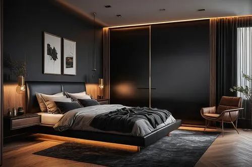 chambre,bedroom,modern room,sleeping room,bedrooms,guest room,headboards,modern decor,great room,bedchamber,gold wall,minotti,danish room,headboard,contemporary decor,room lighting,luxe,kamer,interior design,black and gold,Photography,Black and white photography,Black and White Photography 12