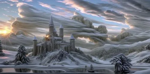 northrend,fantasy landscape,fantasy picture,ice castle,heroic fantasy,fantasy art,ice planet,imperial shores,eternal snow,ice landscape,castle of the corvin,glory of the snow,hall of the fallen,infinite snow,3d fantasy,fantasy city,arcanum,snow landscape,mountain settlement,knight's castle