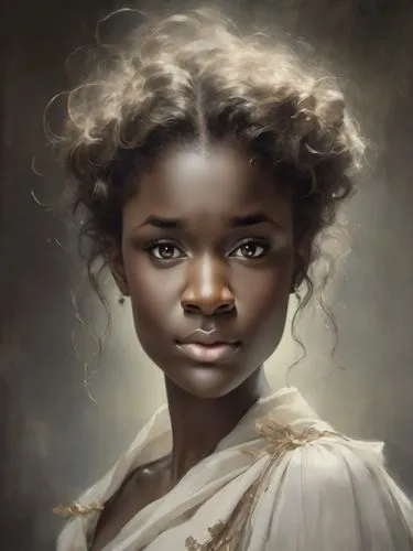 mystical portrait of a girl,african american woman,african woman,portrait of a girl,girl portrait,fantasy portrait,afro-american,child portrait,girl in a historic way,tiana,woman portrait,afro american girls,young woman,beautiful african american women,young lady,afroamerican,afro american,romantic portrait,black woman,nigeria woman,Photography,Cinematic