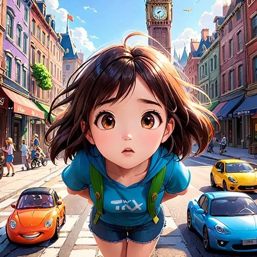 ghibli,girl and car,studio ghibli,girl in t-shirt,suzumiya,nano,mirai,tatari,hikari,kids illustration,daihatsu,city ​​portrait,dora,brum,alita,nanako,anime cartoon,tiribocchi,kumiko,world digital painting,Anime,Anime,General