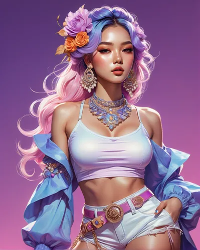 fantasy portrait,rosa ' amber cover,lilac blossom,digital painting,zodiac sign libra,oriental princess,lychee,rose flower illustration,california lilac,world digital painting,pastel colors,lilac,portrait background,halo-halo,hip rose,jasmine blossom,monsoon banner,game illustration,fantasy art,ipê-rosa,Conceptual Art,Fantasy,Fantasy 21